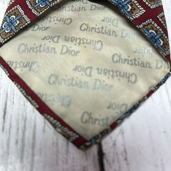 Vintage Christian Dior All Silk Geometric Print Mens Tie Necktie New York Paris - Picture 3 of 5